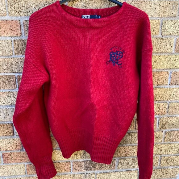 Vintage Polo Ralph Lauren Scribble RLPC Mens Sz M Wool Sweater Size Heavyweight - Picture 7 of 7